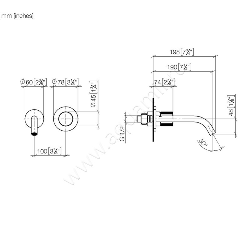 Смеситель для раковины Dornbracht META 36860664-19 размеры