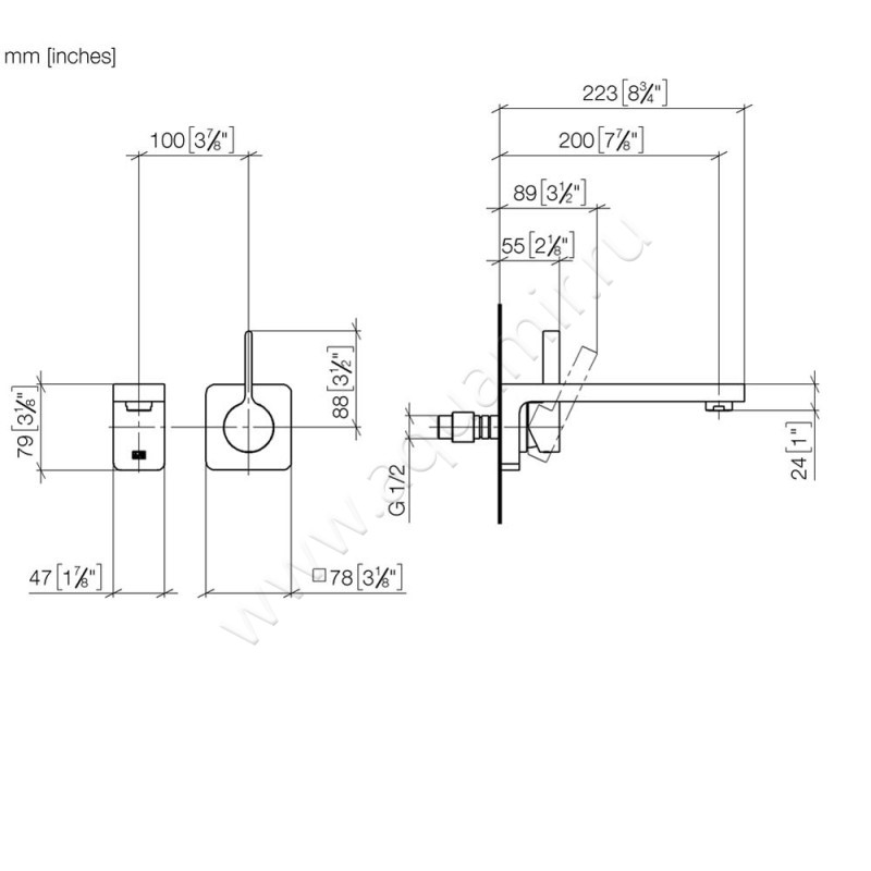 Смеситель для раковины Dornbracht LULU 36860710-00 размеры