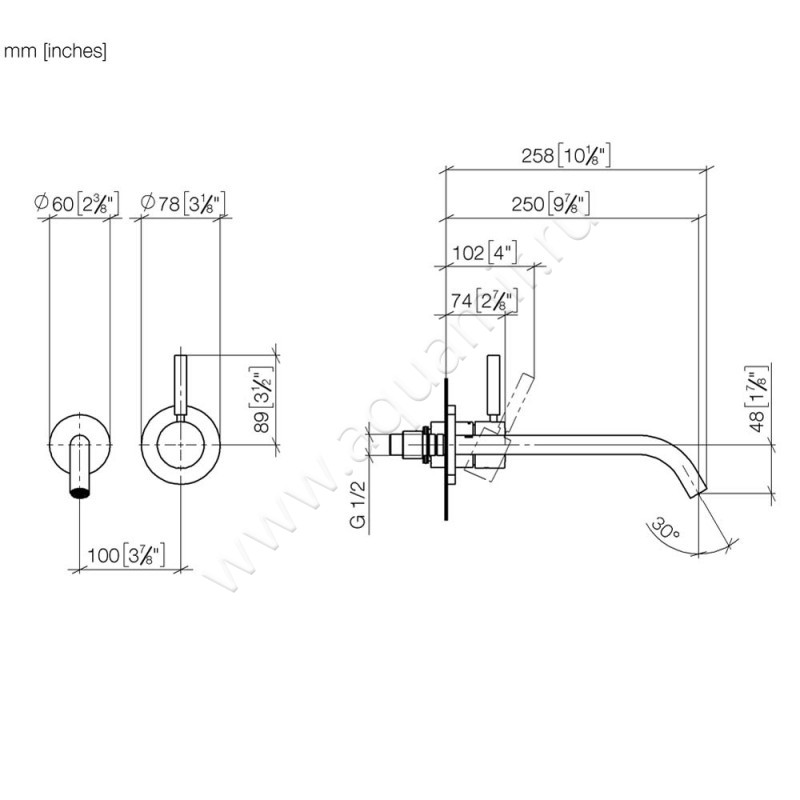 Смеситель для раковины Dornbracht META 36861660-06 размеры
