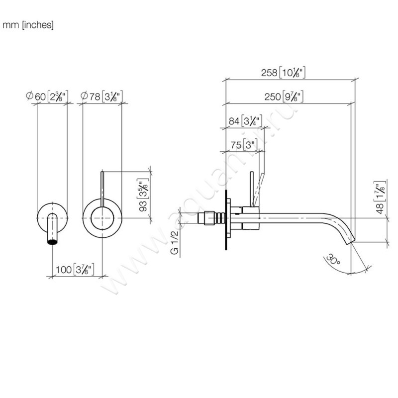 Смеситель для раковины Dornbracht META 36861662-06 размеры
