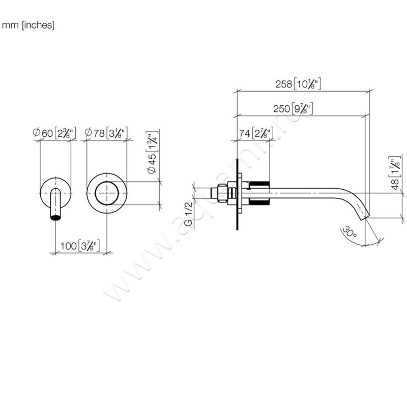 Смеситель для раковины Dornbracht META 36861664-00 размеры