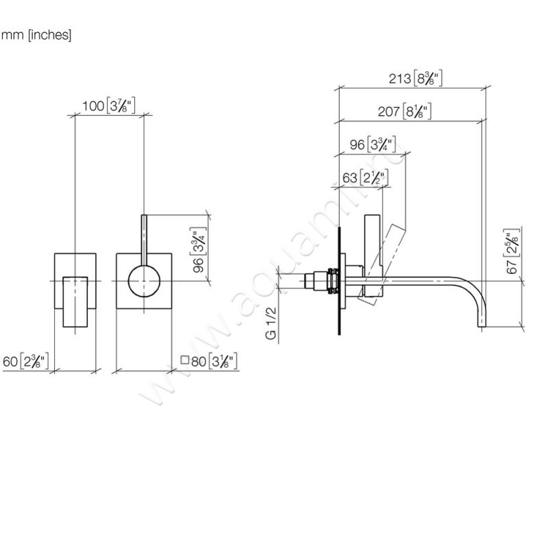 Смеситель для раковины Dornbracht МЕМ 36861782-06 размеры