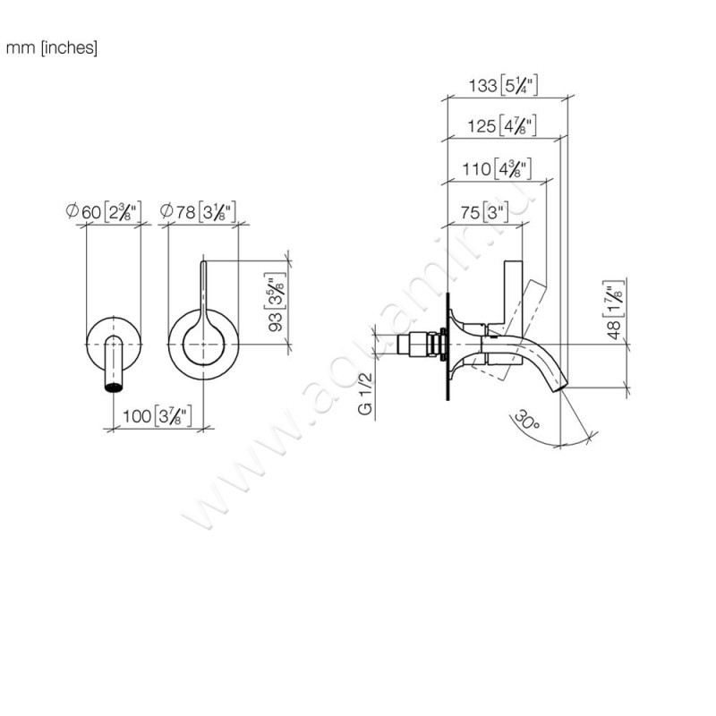 Смеситель для раковины Dornbracht VAIA 36867809-19 размеры