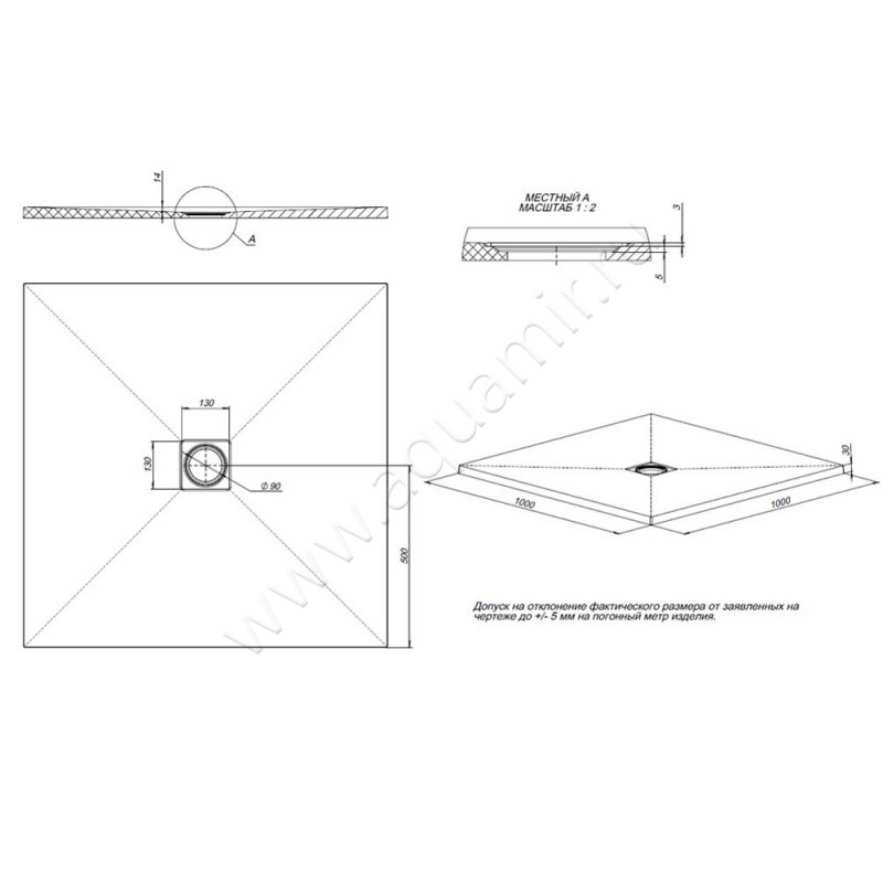 Душевой поддон Allen Brau Priority 8.31005-21 размеры