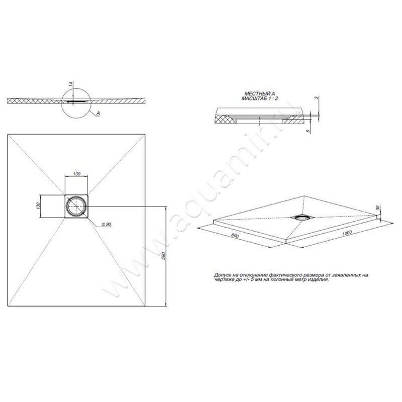 Душевой поддон Allen Brau Priority 8.31003-BGM размеры