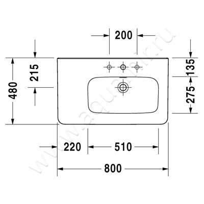 Раковина мебельная накладная Duravit DuraStyle 2326800000 размеры