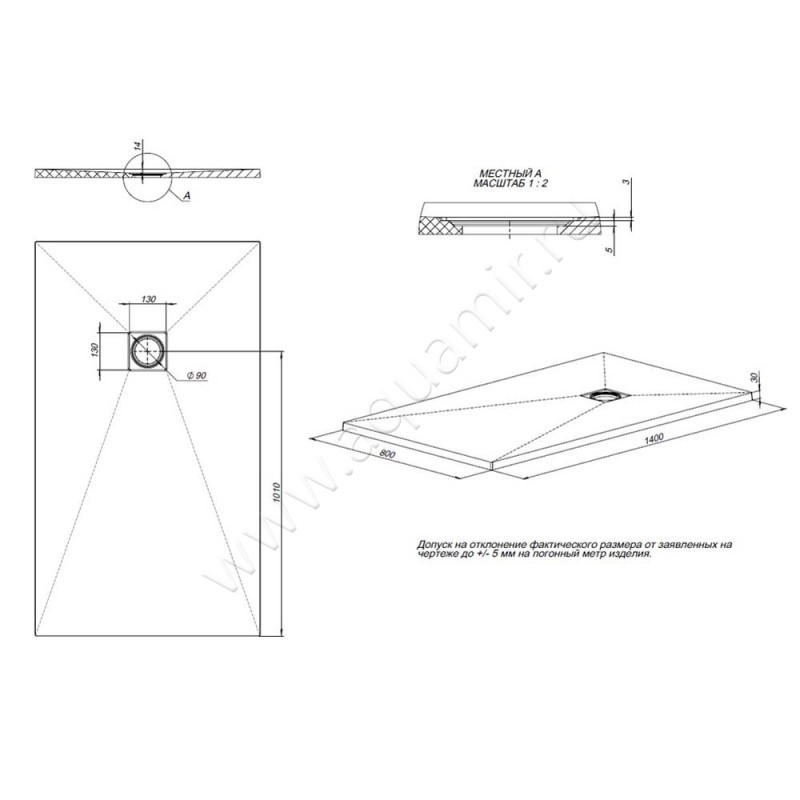 Душевой поддон Allen Brau Priority 8.31008-AM размеры
