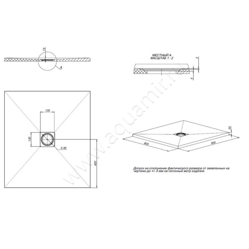 Душевой поддон Allen Brau Priority 8.31001-BGM размеры