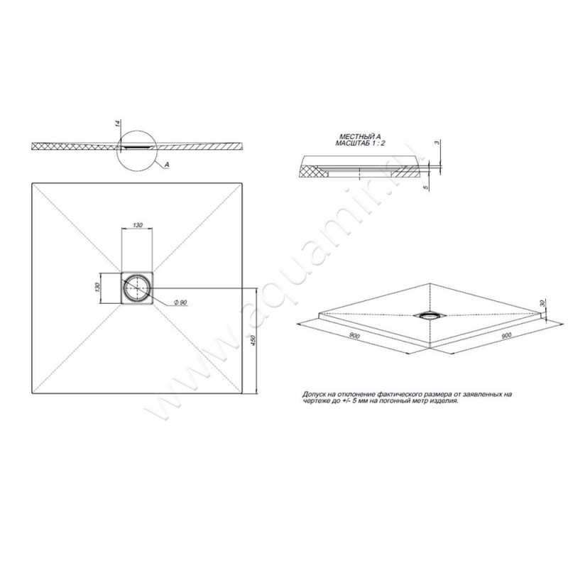 Душевой поддон Allen Brau Priority 8.31002-PWM размеры