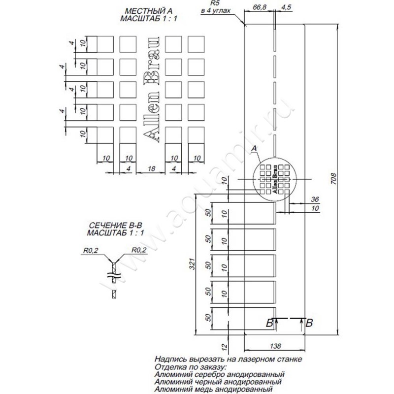 Накладка для сифона Allen Brau Infinity 8.210N4-60 размеры