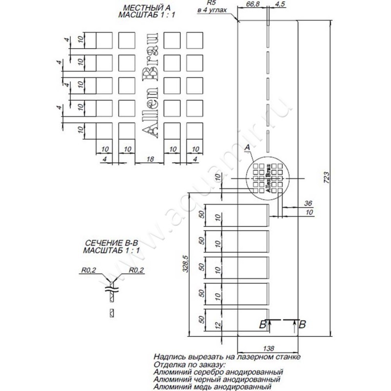 Накладка для сифона Allen Brau Infinity 8.210N8-BA размеры