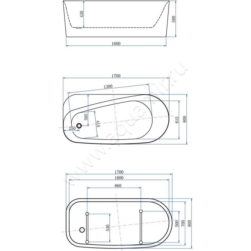 Акриловая ванна Allen Brau Priority 2.31001.21 размеры