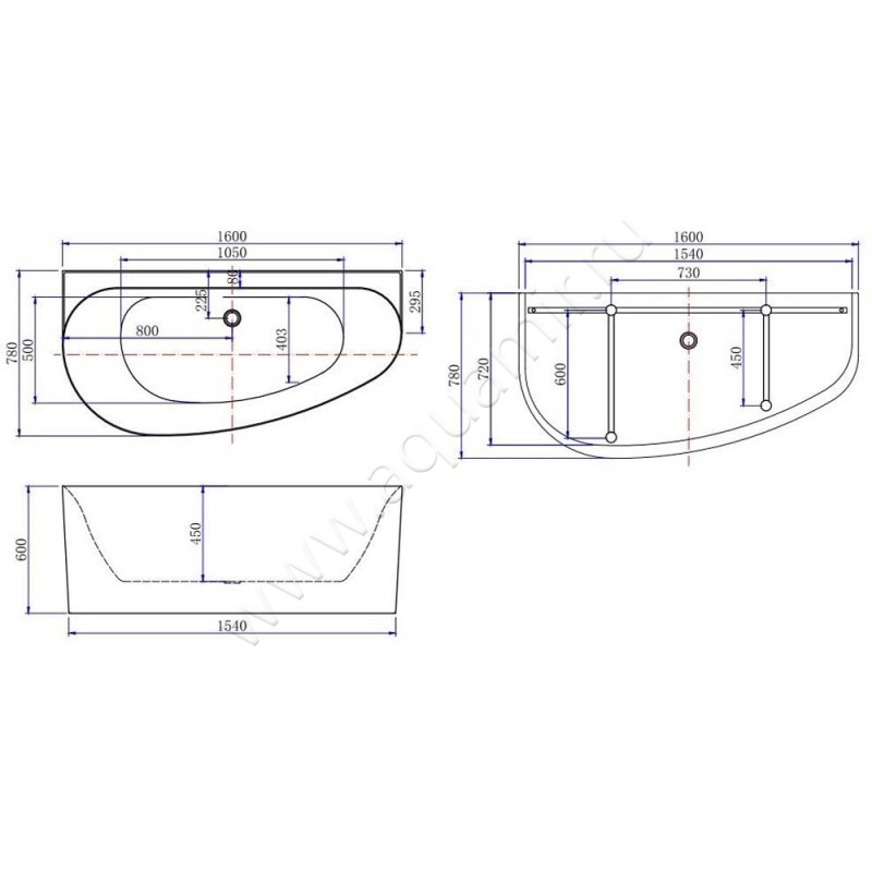 Акриловая ванна Allen Brau Priority 2.31005.21A размеры