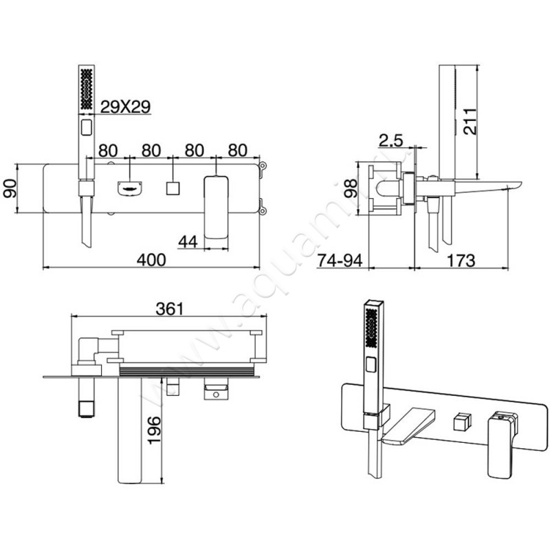 Смеситель для ванны Allen Brau Infinity 5.21007-31 размеры
