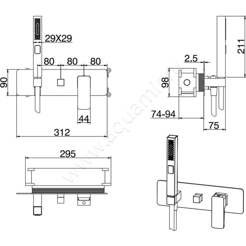Смеситель для душа Allen Brau Infinity 5.21011-31 размеры