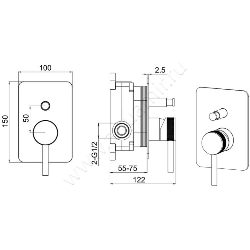 Смеситель для ванны Allen Brau Priority 5.31011-00 размеры