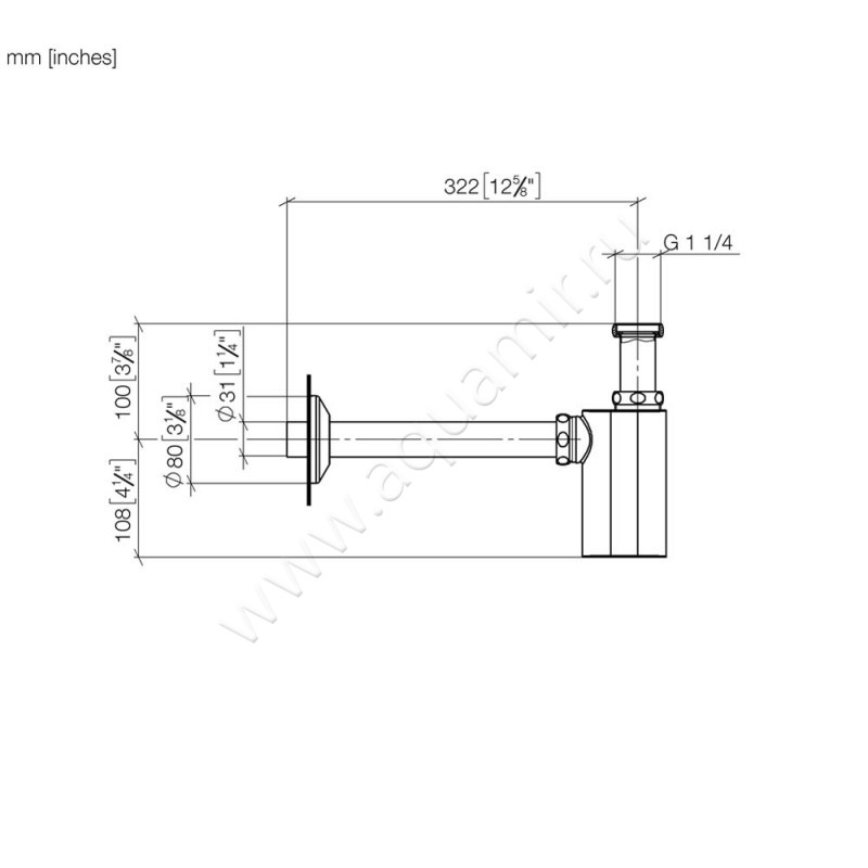 Сифон 1 1/4 Dornbracht Madison 10040970-19 размеры