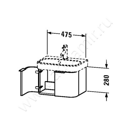 Тумба под раковину Duravit Happy D.2 H2626802222 размеры