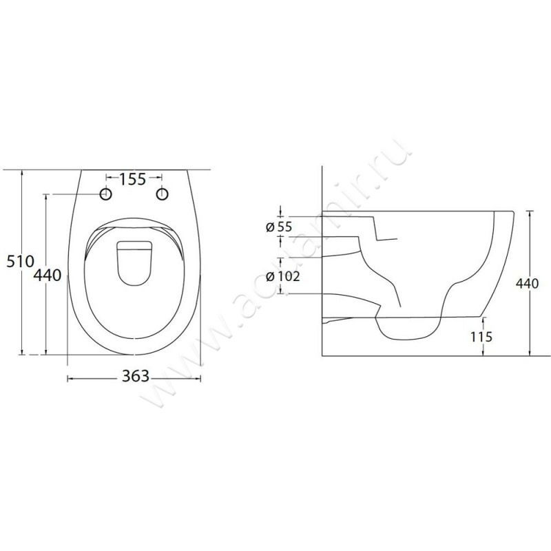 Унитаз подвесной Allen Brau FANTASY 4.11004.BD размеры