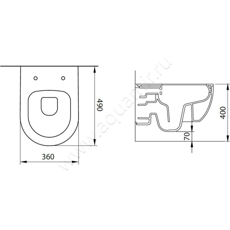 Унитаз подвесной Allen Brau PRIORITY 4.31002.AN размеры