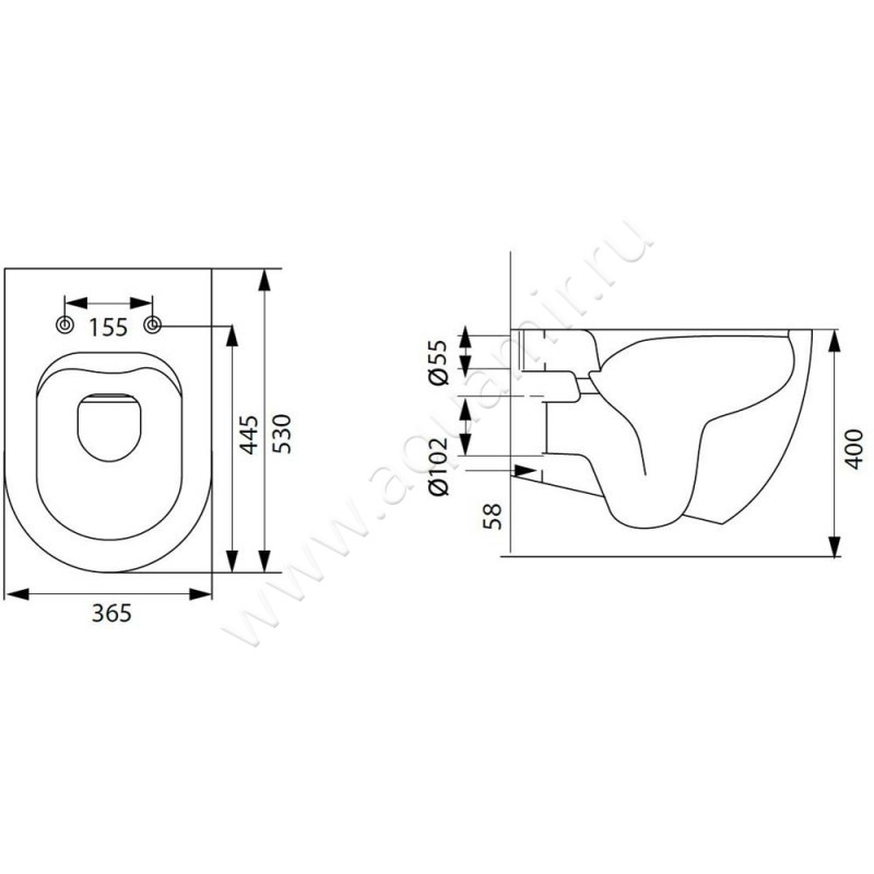 Унитаз подвесной Allen Brau REALITY 4.32006.20 размеры