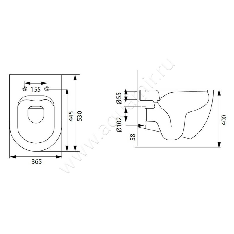Унитаз подвесной Allen Brau REALITY 4.32006.AN размеры