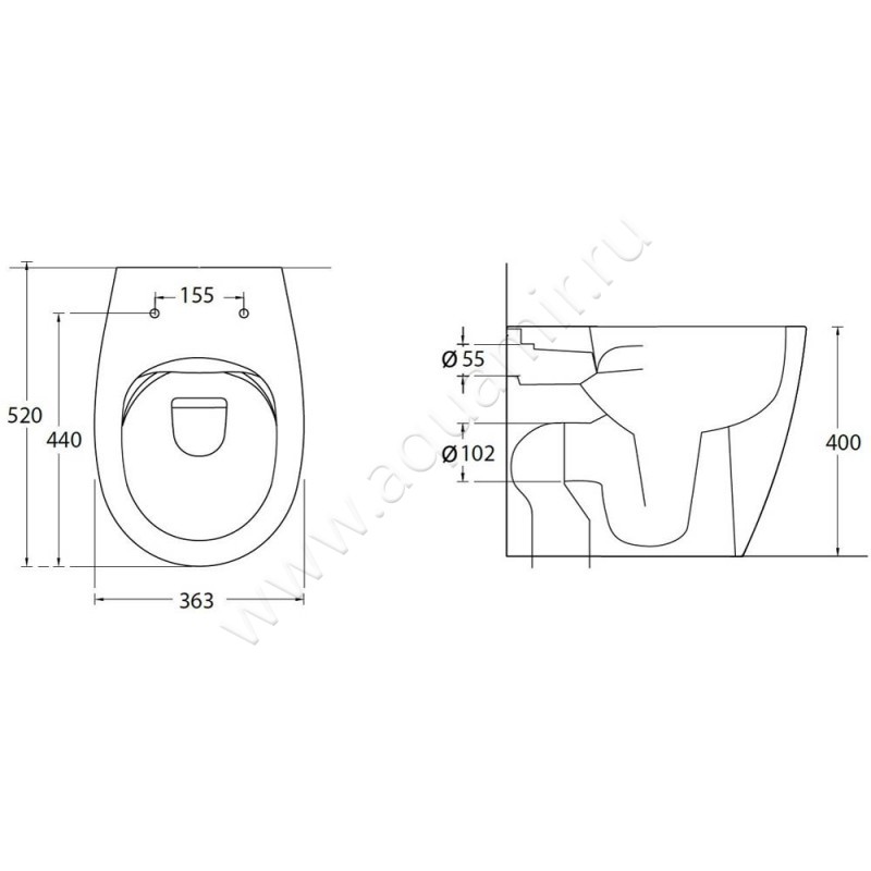 Унитаз приставной Allen Brau FANTASY 4.11007.20 размеры