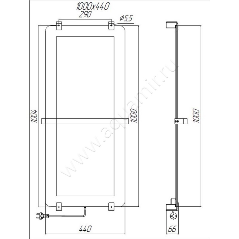 Полотенцесушитель электрический Allen Brau Infinity 00305012 размеры