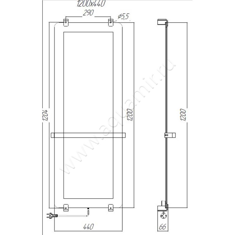 Полотенцесушитель электрический Allen Brau Infinity 00305013 размеры