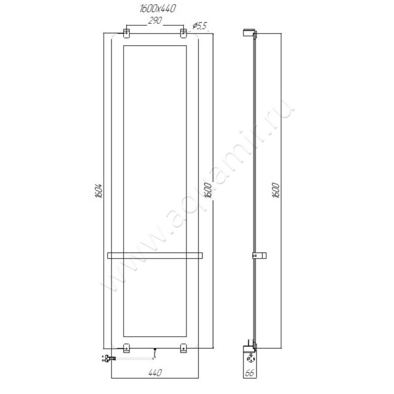 Полотенцесушитель электрический Allen Brau Infinity 00305022 размеры
