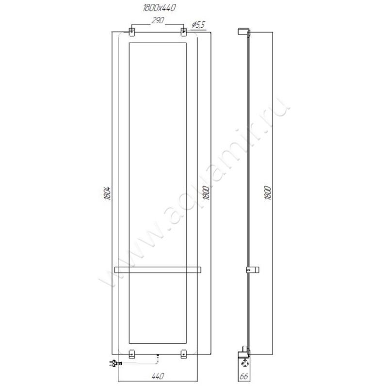 Полотенцесушитель электрический Allen Brau Infinity 00305016 размеры