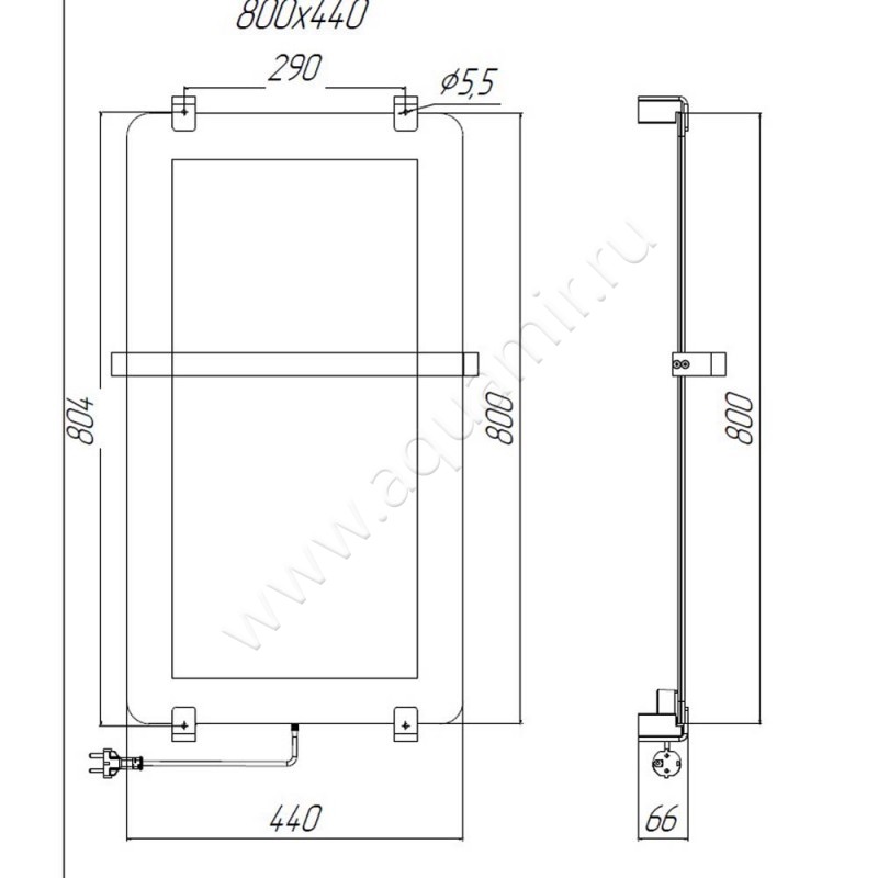 Полотенцесушитель электрический Allen Brau Infinity 00288917 размеры