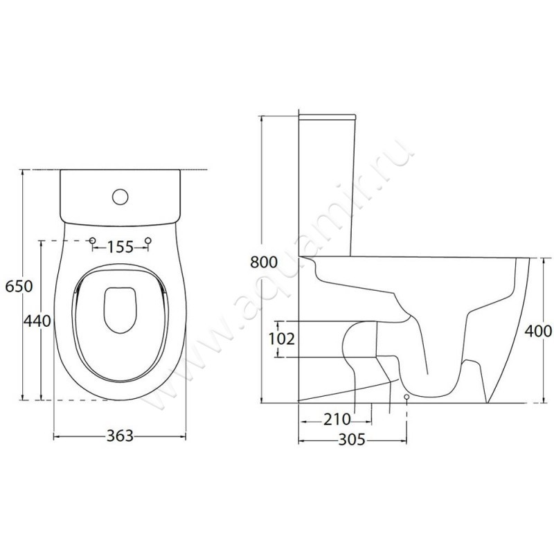 Унитаз-компакт Allen Brau FANTASY 4.11009.20 + 4.11010.20 + 4.11005.20 размеры