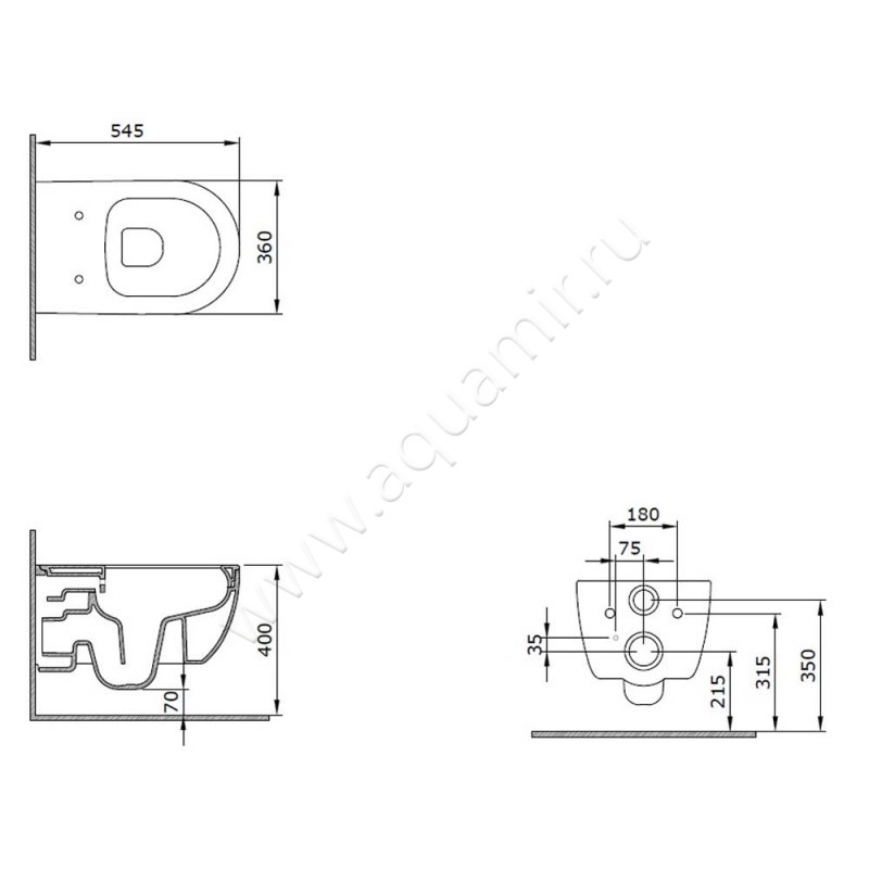 Унитаз подвесной Allen Brau PRIORITY 00301296 + 4.31004.20 размеры