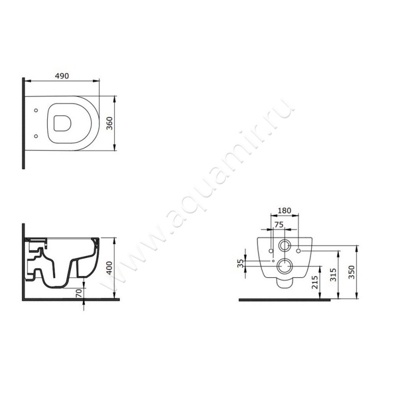 Унитаз подвесной Allen Brau PRIORITY 4.31002.20 + 4.31004.20 размеры