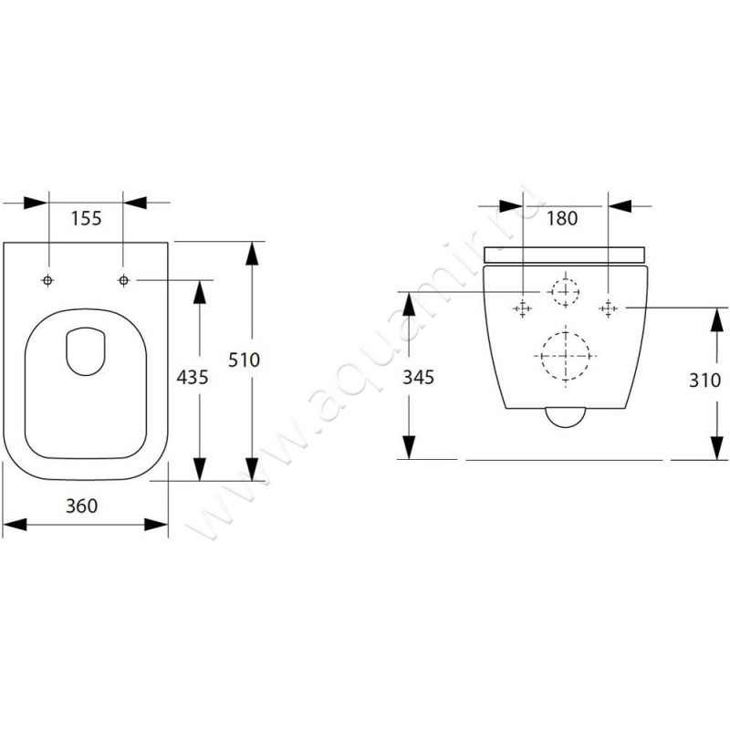 Унитаз подвесной Allen Brau INFINITY 4.21004.20 + 4.21010.20 размеры