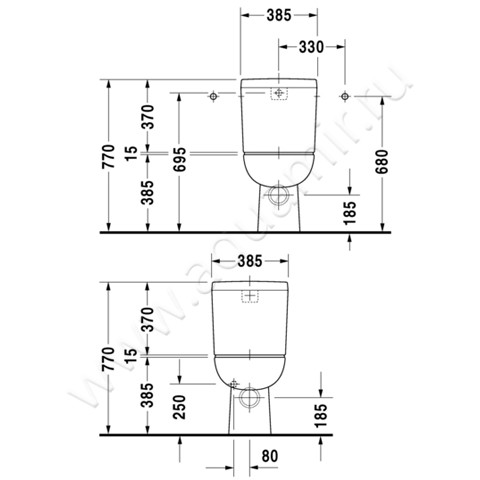 Унитаз-компакт Duravit D-CODE 21110900002 + 0927100004 + 0067310000 размеры