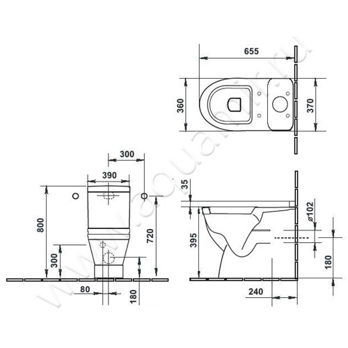 Унитаз-компакт Duravit STARCK 3 01280900001 + 0920000005 + 0063810000 размеры