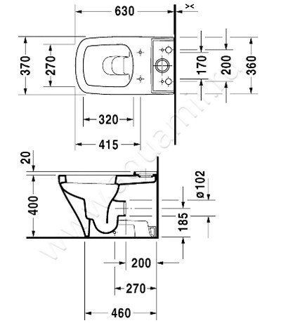 Унитаз-компакт Duravit DURASTYLE 2155090000 + 0935100005 + 0063790000 размеры