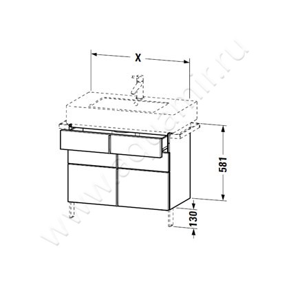 Тумба под раковину Duravit Vero VE641401818 размеры