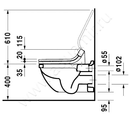 Унитаз подвесной Duravit STARCK 3 2226090000 + 0063390000 размеры