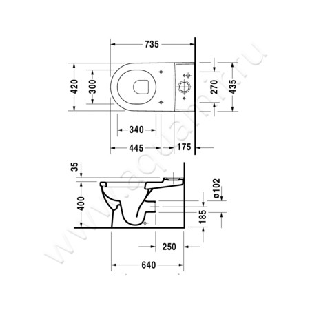 Унитаз-компакт Duravit STARCK 3 2104090000 + 0928100005 + 0067790000 размеры
