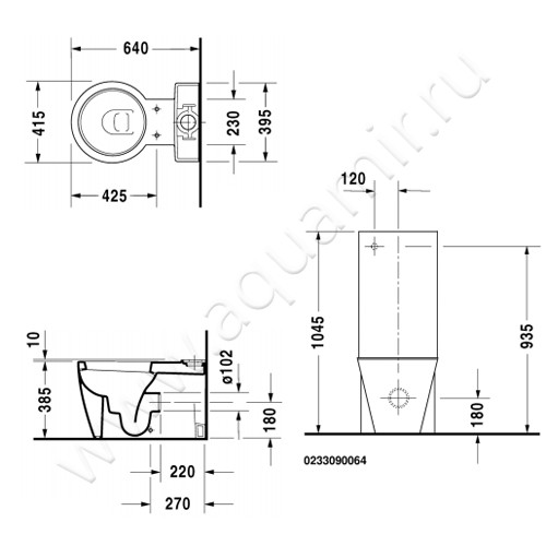 Унитаз-компакт Duravit STARCK 1 02330900641 + 8727100005 + 0065810000 размеры