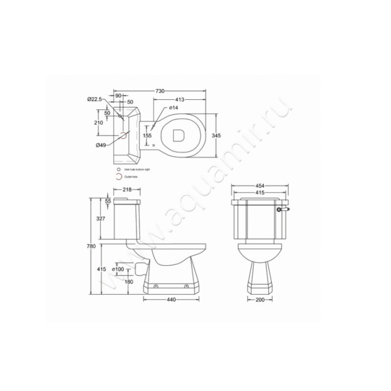 Унитаз напольный Burlington REGAL P20 размеры