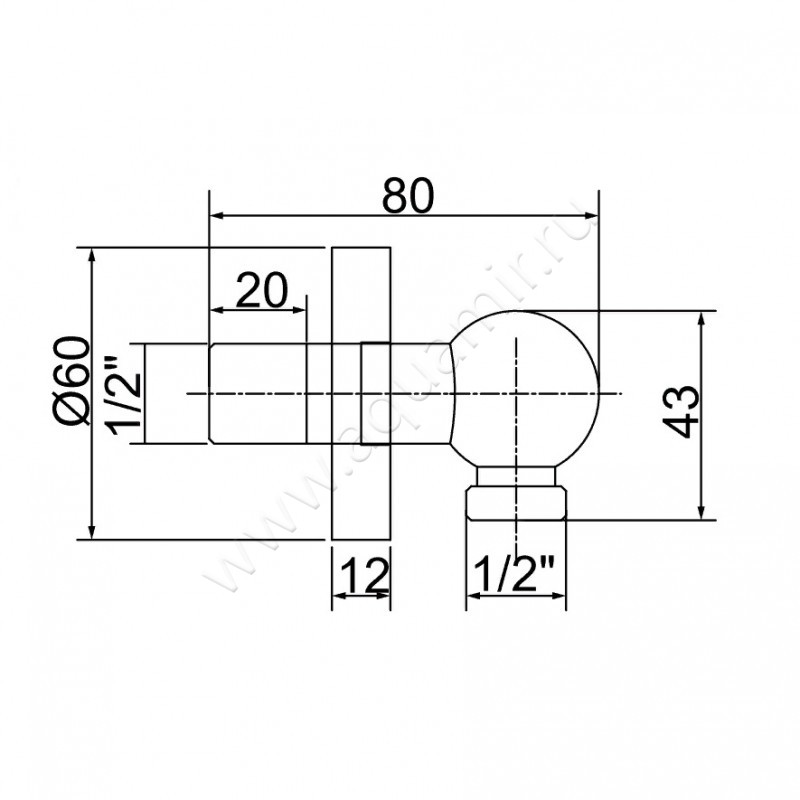 Шланговое подсоединение Migliore Ricambi 20166 размеры