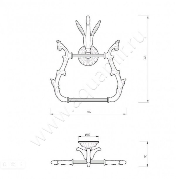 Полотенцедержатель Migliore Luxor 26227 размеры
