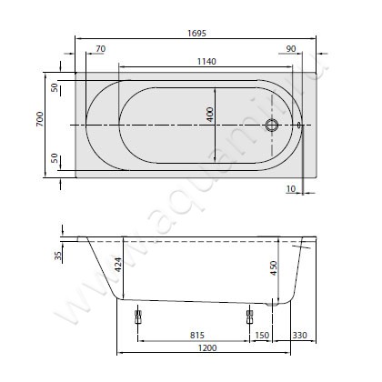 Ванна акриловая Villeroy & Boch O.novo UBA177CAS2V-01 размеры