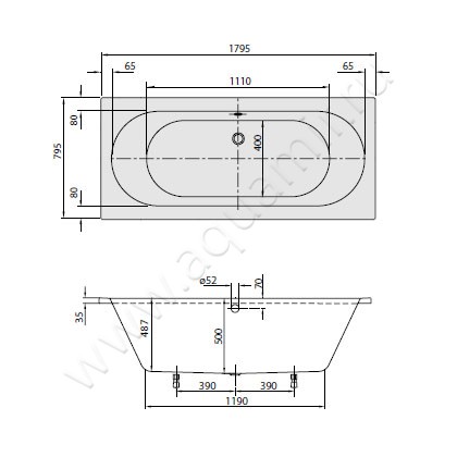 Акриловая ванна Villeroy & Boch O.novo UBA180CAS2V-01 размеры