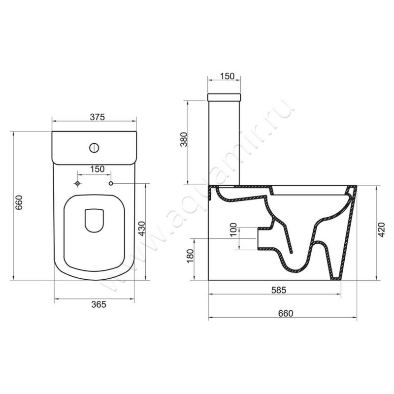 Унитаз-компакт BelBagno ALBANO BB120CPR + BB120T + BB903SC размеры