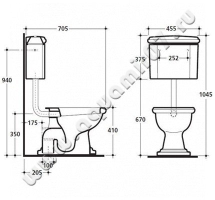 Унитаз напольный с низким бачком Migliore BELLA 20620 + 20615 + 20675 + 20541 + 20520 + 20516 + 20534 + 20530 + 27192 + ML.RIC-29.808.BI размеры